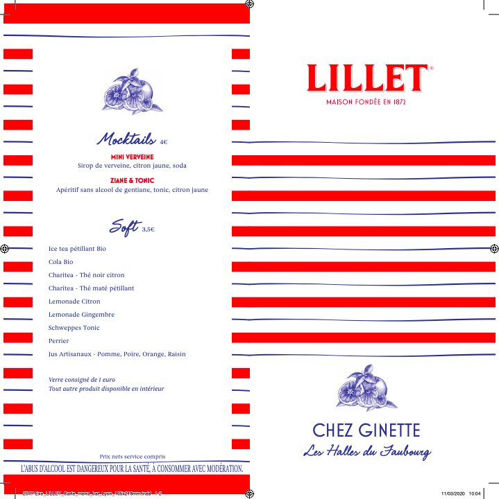 Menu Carte Lillet Chez Ginette